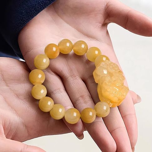 Vesppears الطبيعية فنغ شوي الذهبي الأصفر اليشم سوار للنساء حقيقية الذهب الحرير اليشم الثروة جذب Pixiu سوار مناسبة ل 14-16 سم in Saudi Arabia