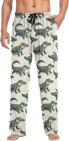 Mens Pajama Pants Summer Cartoon Lizard Soft Mens Lounge Sleep Pant with Pockets Sleepwear PJ Bottoms for Men in Saudi Arabia