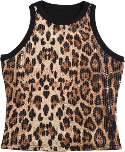 Womens Sequin Tank Tops Sparkle Sexy Sleeveless Club Party Camisole Casual Y2K Slim Crop Summer Vest in Saudi Arabia