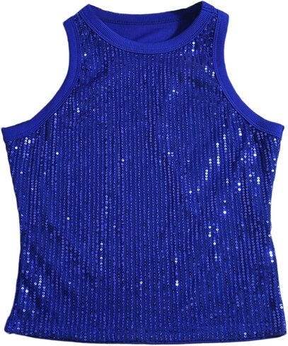 Womens Sequin Tank Tops Sparkle Sexy Sleeveless Club Party Camisole Casual Y2K Slim Crop Summer Vest in Saudi Arabia