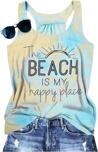 BANGELY The Beach is My Happy Place Tank Tops Women Summer Beach Tank Casual Sleeveless Vacation Shirt Camis in Kuwait