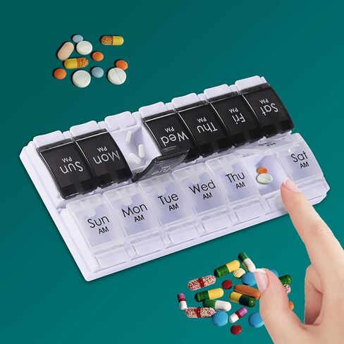 Weekly Pill Organizer 2 Times a Day,Weekly AM PM Pill Box,Medicine Organizer 7 Day,Medicine Planner, Vitamin Organizer Box,Hold Vitamins, Cod Liver Oil, Supplements and Medication in Saudi Arabia