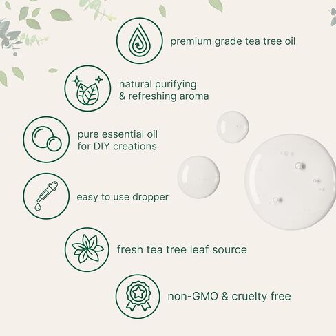 Pure Tea Tree Essential Oil, 8 fl oz | Premium Grade Liquid Drops | DIY for Natural Aromatherapy, Soap, Diffuser, Candles, Body & Scalp Massages | Purifying & Refreshing Aroma | Cruelty Free in Saudi Arabia