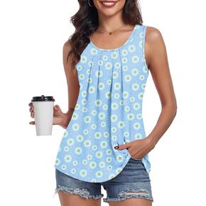 syoss Summer Tank Tops for Women Sleeveless Pleated Shirt Trendy Casual in Kuwait