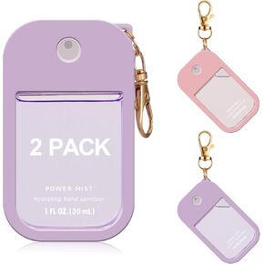 2 Pack Silicone Case for Touchland Hand Sanitizer Spray 1 FL OZ/30 mL, Purple & Pink Portable with Keychain, Protective Cover Compatible with Touchland in Saudi Arabia