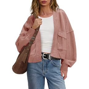 Panadila Womens Cropped Jackets Oversized Cardigans Long Sleeve Open Front Sweatshirt Cardigan Fall Coats in Saudi Arabia
