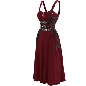 Womens Dresses Retro Backless Sleeveless Wrap Gothic Vintage 50S Spaghtti Strap Swing Cocktail Party Maxi Dress in Saudi Arabia