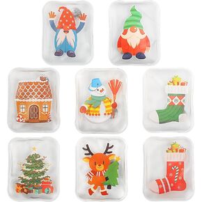 6pcs Christmas Pocket Hand Warmer,Reusable Snap Portable Lasting Heating Hands Heater,Pouch Gel Cute Long Lasting Warmth for Camping,Outdoor Xmas Pattern, for Women Men in Kuwait