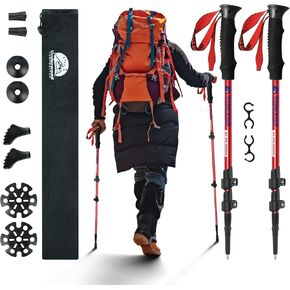 أعمدة الرحلات القابلة للطي لمريخ 2 عبوة - أعمدة قابلة للتعديل من الألومنيوم ، وعصي المشي في الشمال الخفيف للنساء ، الرجال ، كبار السن ، الأطفال ، عصي المشي لمسافات طويلة من أجل الظهر من قبل underwood Aggregator in Kuwait