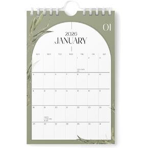 Karto Mini Wall Calendar 2025 - Vertical 6x9 inch Runs Until June 2026 - Small, Versatile and Easy Planning with the Aesthetic Desk Monthly Calendar - Boho Greenery in Saudi Arabia