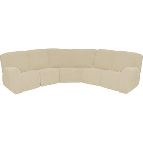 7 قطع من أغطية الأريكة القابلة للتمدد من قماش الجاكار 5 مقاعد غطاء أريكة زاوية على شكل حرف L أغطية أريكة مقسمة للأريكة مضادة للانزلاق حامي الأثاث سميك ناعم قابل للغسل (بيج) in Kuwait