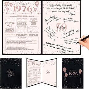 Crenics 30th Birthday Gift for Her 1995, Creative Back in 1995 Birthday Poster, 30th Birthday Guest Signature Book, Black and Pink 30 Anniversary Birthday Party Decorations for Women in Kuwait