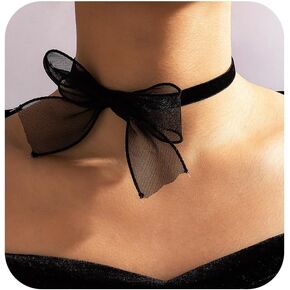 Bow Choker Necklace Sexy Bow Tie Choker Adjustable Gothic Lace Neckband Retro Lolita Sweet Collarbone Necklace Prom Wedding Party Trendy Jewelry for Women in Kuwait