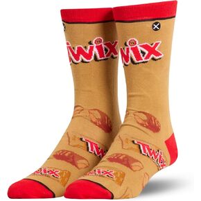 جوارب رائعة - جوارب Twix Bars Crew - مقاس كبير للرجال والنساء - رسم كراميل الشوكولاتة - مزيج قطني مريح - هدية لمحبي الوجبات الخفيفة in Kuwait