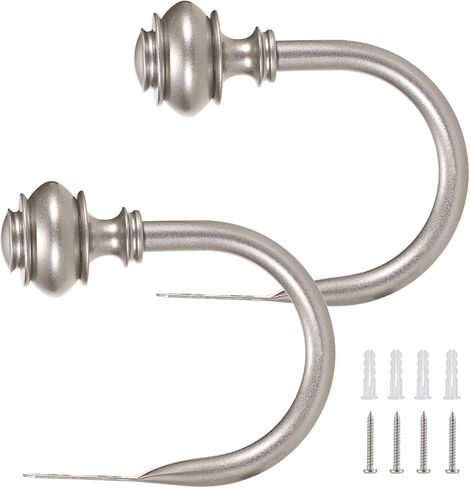 2Pcs Curtain Holdbacks, Heavy Duty Curtain Holders Wall Mounted, Vintage Curtains Pull Backs for Drapes, Metal Curtain Side Hooks Accessories for Window Bedroom Living Room Home Decor, Brown in Saudi Arabia