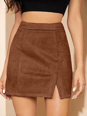 Women's High Waist Mini Skirt Casual Bodycon Pencil Skirt Side Split Zipper A-Line Business Mini Skirt in Saudi Arabia