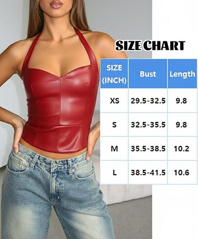 Women Sexy Leather Top Sweetheart Neckline Halter Tops Backless Club Party Rave Going Out Tops in Saudi Arabia