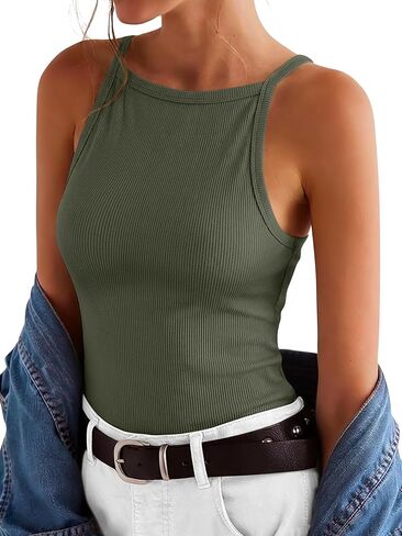ANRABESS Womens Camis Tank Tops Spaghetti Straps High Neck Sleeveless Racerback Camisole Shirts 2026 Summer Casual Blouses in Saudi Arabia