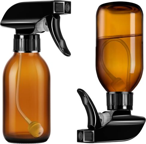 Tecohouse 360° 4 OZ Amber Glass Spray Bottles, 2 Pack Empty Refillable Containers with Adjustable Spray Nozzles, Dark Spray Bottles for Cleaning Solutions, Plants, Hairs in Kuwait