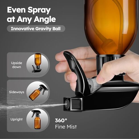 Tecohouse 360° 4 OZ Amber Glass Spray Bottles, 2 Pack Empty Refillable Containers with Adjustable Spray Nozzles, Dark Spray Bottles for Cleaning Solutions, Plants, Hairs in Kuwait