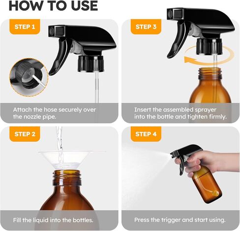 Tecohouse 360° 4 OZ Amber Glass Spray Bottles, 2 Pack Empty Refillable Containers with Adjustable Spray Nozzles, Dark Spray Bottles for Cleaning Solutions, Plants, Hairs in Kuwait