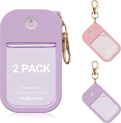 2 Pack Silicone Case for Touchland Hand Sanitizer Spray 1 FL OZ/30 mL, Purple & Pink Portable with Keychain, Protective Cover Compatible with Touchland in Saudi Arabia