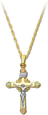 Landstroms Black Hills Gold filled Crucifix Pendant, 12K Gold Leaves in Saudi Arabia