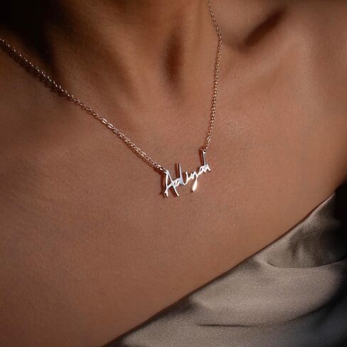 متلازمة القلب 925 اسم قلادة قلادة مخصصة للنساء، قلادات لوحة اسم شخصية، مجوهرات أنيقة لقطع الاسم، هدايا عيد الميلاد المثالية للنساء، تصميم أنيق للوحة الاسم in Kuwait