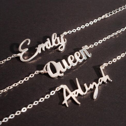 متلازمة القلب 925 اسم قلادة قلادة مخصصة للنساء، قلادات لوحة اسم شخصية، مجوهرات أنيقة لقطع الاسم، هدايا عيد الميلاد المثالية للنساء، تصميم أنيق للوحة الاسم in Kuwait