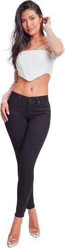 YMI Women's Juniors Mid-Rise Wannabettabutt Skinny Jeans in Saudi Arabia