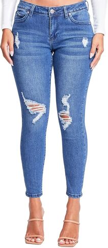 YMI Women's Juniors Mid-Rise Wannabettabutt Skinny Jeans in Saudi Arabia