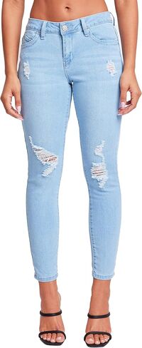 YMI Women's Juniors Mid-Rise Wannabettabutt Skinny Jeans in Saudi Arabia