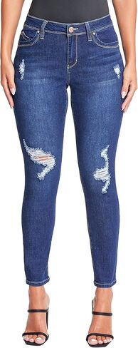 YMI Women's Juniors Mid-Rise Wannabettabutt Skinny Jeans in Saudi Arabia