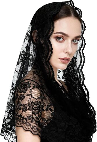 DOCILA Infinity Lace Veil Scarf For Women Church Prayer Bridal Wedding Mantilla Veils Wrap Style Latin Mass Head Covering in Saudi Arabia