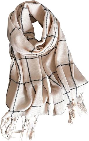 WDIRARA Women's Plaid Scarf Soft Warm Scarves Fringe Shawls Wraps in Saudi Arabia