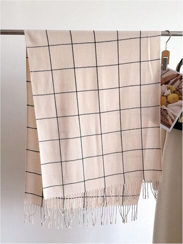 WDIRARA Women's Plaid Scarf Soft Warm Scarves Fringe Shawls Wraps in Saudi Arabia
