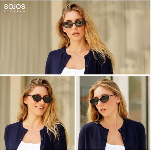 نظارات شمسية نسائية من SOJOS بتصميم Retro Cat Eye مستقطبة TR90 خفيفة الوزن للغاية، ظلال بيضاوية عتيقة للحماية من الأشعة فوق البنفسجية 400 in Kuwait