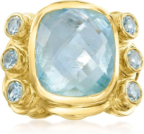 Ross-Simons 13.00 Carat Aquamarine and .70 ct. t.w. Sky Blue Topaz Ring in 18kt Gold Over Sterling in Saudi Arabia