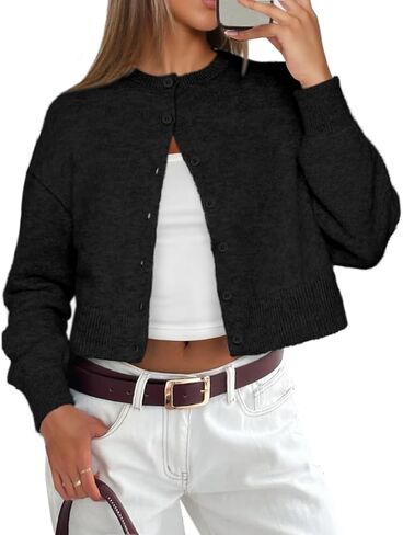 ATHMILE Cropped Cardigan Sweaters for Women Lightweight Crop Knit Y2k Fall Outfits Fashion Clothes 2026 in Saudi Arabia