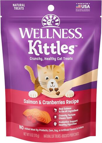 Wellness Kittles Natural Grain Free Cat Treats, Salmon & Cranberries, 6-Ounce Bag (Pack of 2) in Saudi Arabia