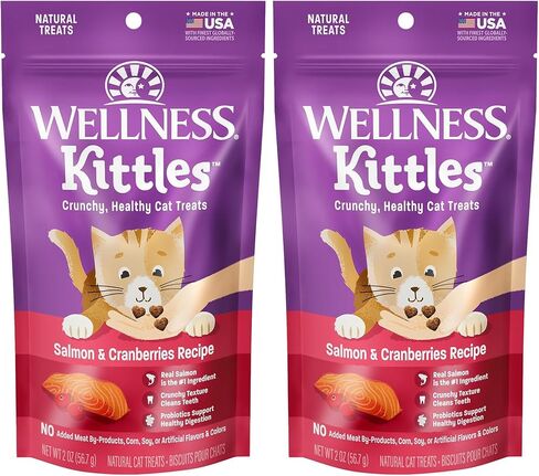 Wellness Kittles Natural Grain Free Cat Treats, Salmon & Cranberries, 6-Ounce Bag (Pack of 2) in Saudi Arabia