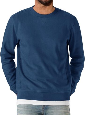 Runcati Mens Crewneck Sweatshirt Casual Long Sleeve Lightweight Fashion Basic Pullover Sweatshirt in Saudi Arabia