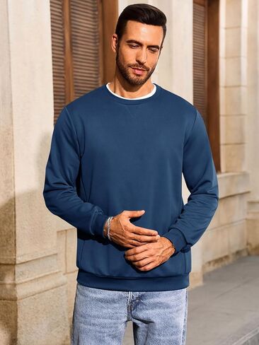 Runcati Mens Crewneck Sweatshirt Casual Long Sleeve Lightweight Fashion Basic Pullover Sweatshirt in Saudi Arabia