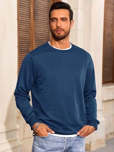 Runcati Mens Crewneck Sweatshirt Casual Long Sleeve Lightweight Fashion Basic Pullover Sweatshirt in Saudi Arabia