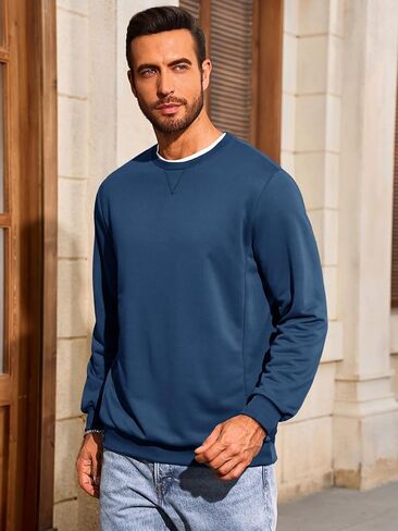 Runcati Mens Crewneck Sweatshirt Casual Long Sleeve Lightweight Fashion Basic Pullover Sweatshirt in Saudi Arabia