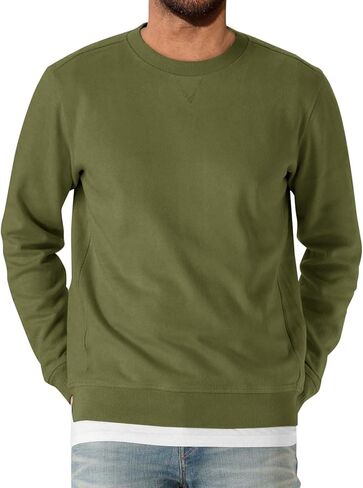 Runcati Mens Crewneck Sweatshirt Casual Long Sleeve Lightweight Fashion Basic Pullover Sweatshirt in Saudi Arabia