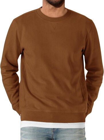 Runcati Mens Crewneck Sweatshirt Casual Long Sleeve Lightweight Fashion Basic Pullover Sweatshirt in Saudi Arabia
