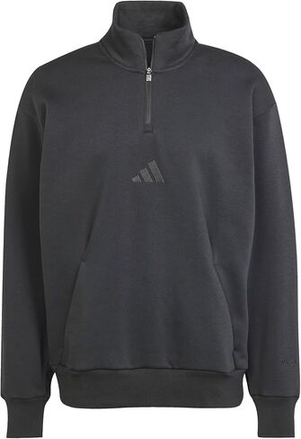 سويت شيرت رجالي من adidas All SZN Fleece ربع سحاب برقبة دائرية، أسود، X-Large in Saudi Arabia
