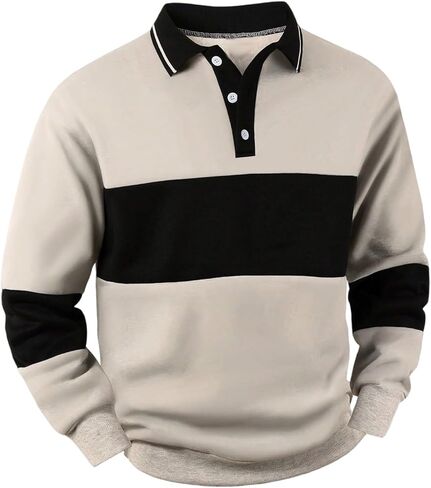 SOLY HUX Men's Color Block Sweatshirt Collared Long Sleeve Casual Fall Pullover Tops in Saudi Arabia