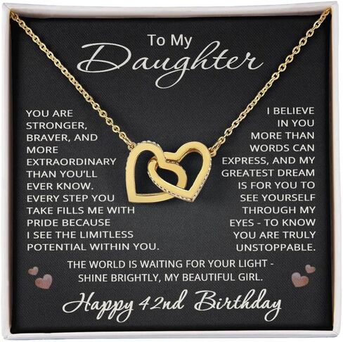 42nd Birthday Gifts from Mom Dad for Daughter 42nd Birthday Necklace Heart Pendant Jewelry 42 Years Old Birthday 14k White Gold Finish Luxury Box in Saudi Arabia